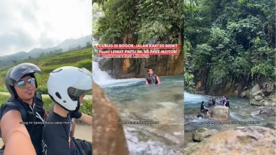 Melancong ke Curug Cibaliung, Adhe Tora Naik Motor Hingga Tracking Jalan Setapak!