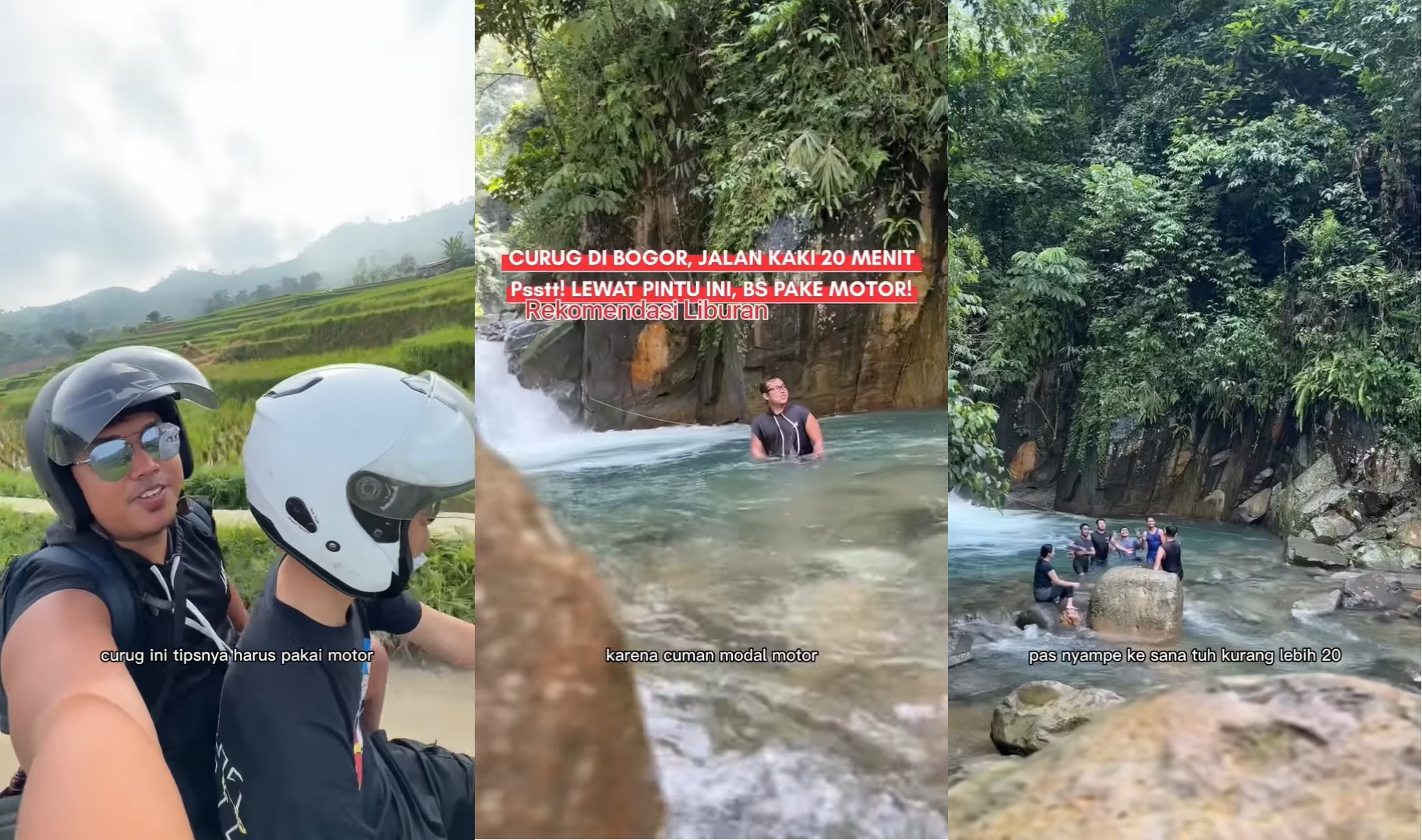 Melancong ke Curug Cibaliung, Adhe Tora Naik Motor Hingga Tracking Jalan Setapak!